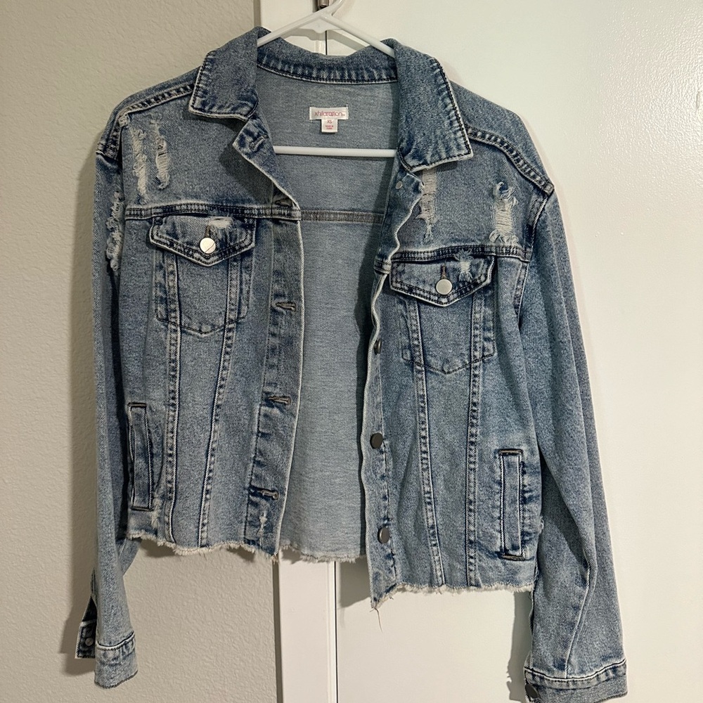 XS distressed jean jacket